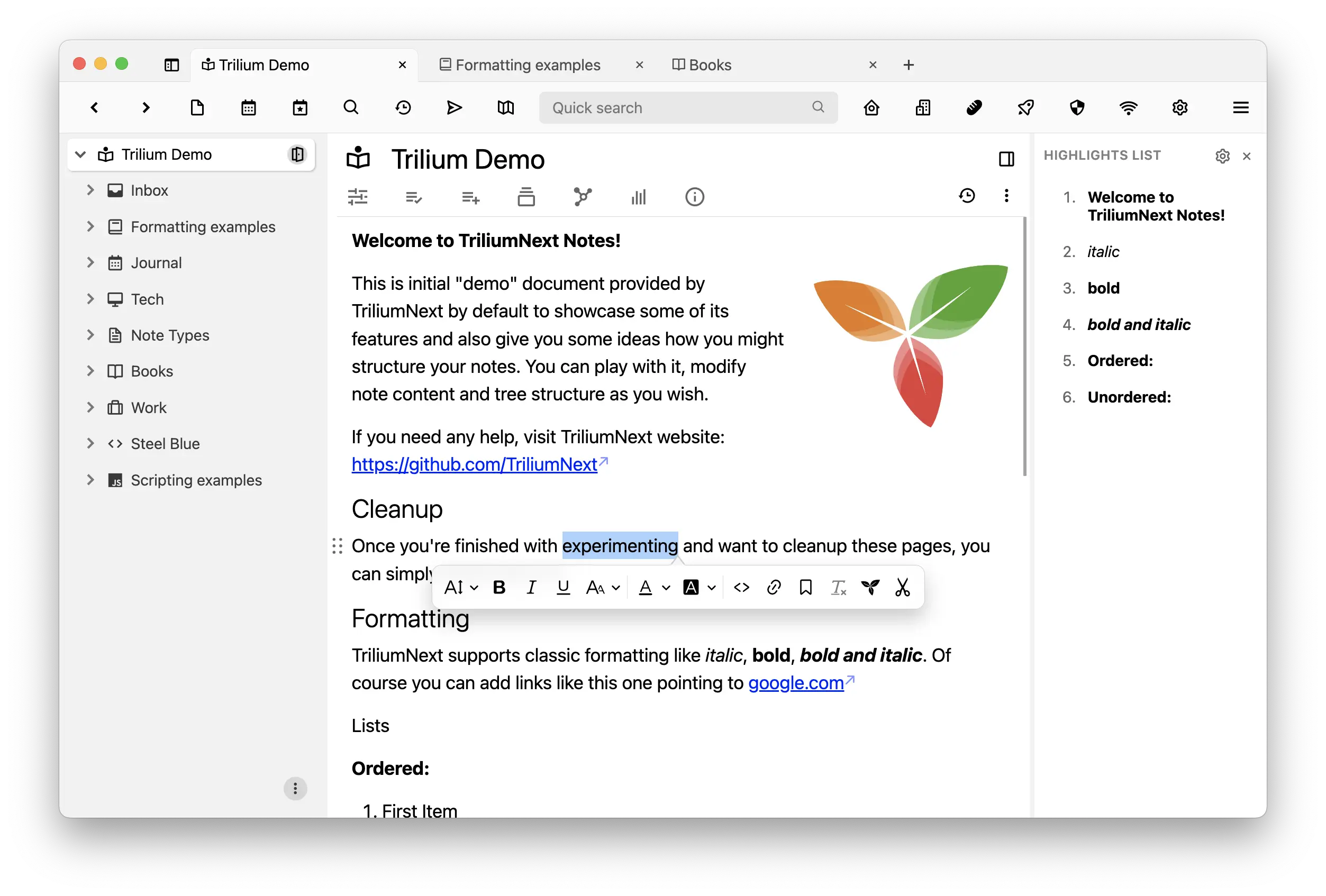 Trilium notes